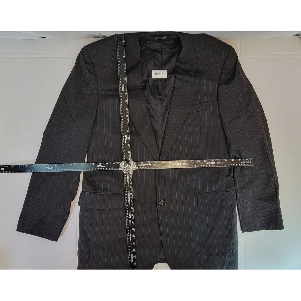Jos A Bank Gordon Charcoal Pinstripe Wool Mens Suit Jacket Blazer 44 XLG‎